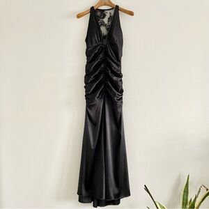 Jessica McClintock Black Satin Lace Mermaid Gown Size 6
